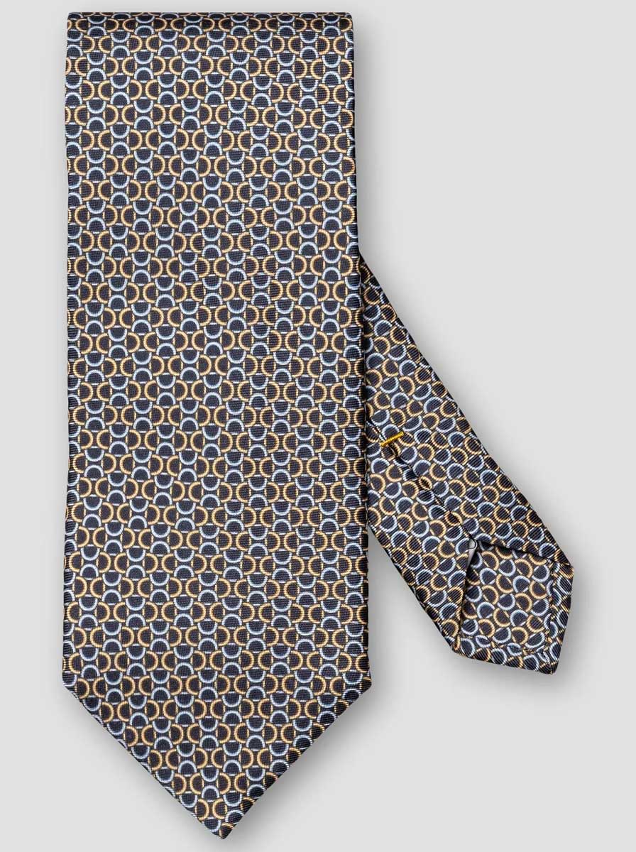 Eton Ties Eton - Geometric Link Printed Navy Silk Tie