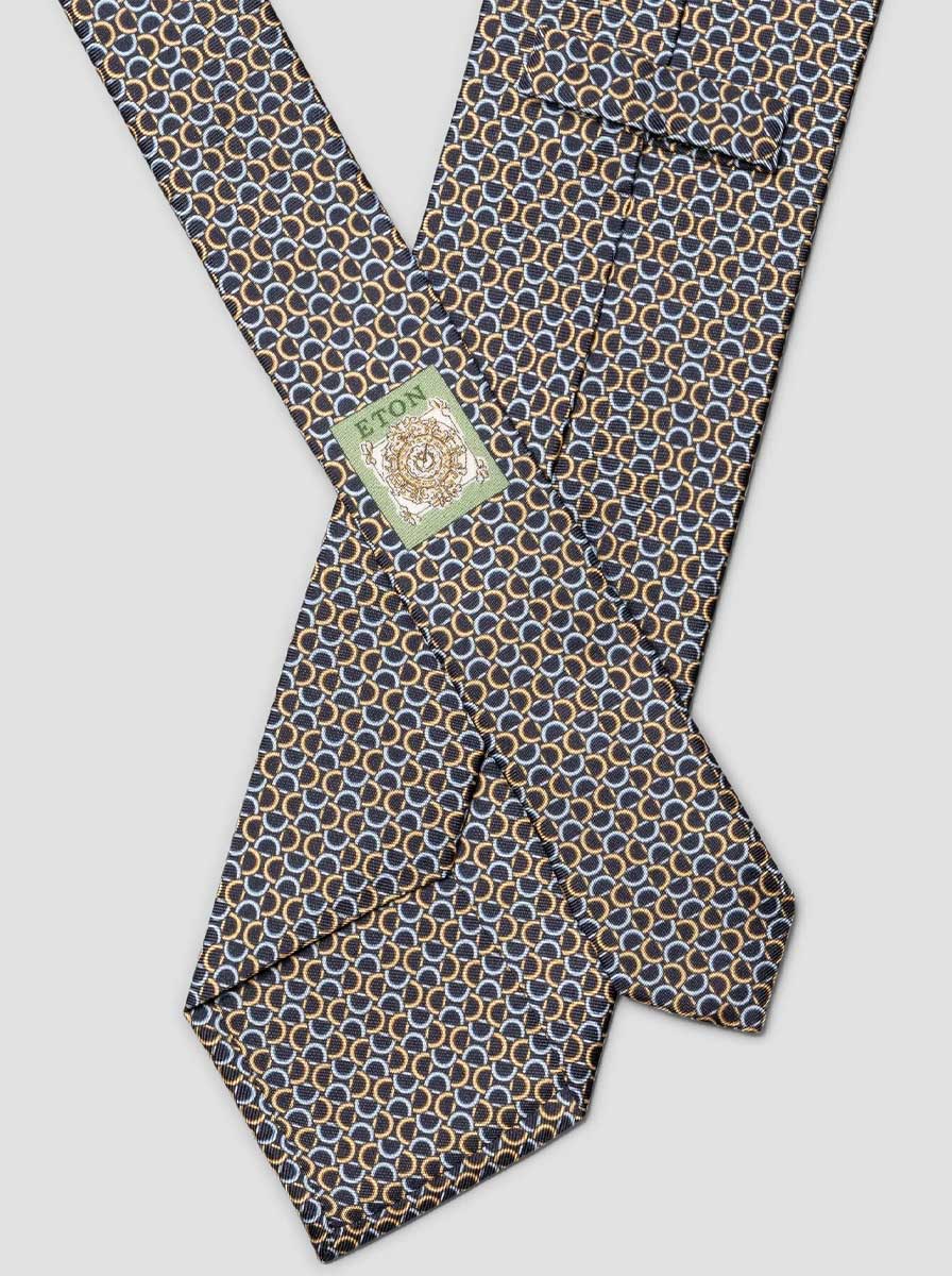 Eton Ties Eton - Geometric Link Printed Navy Silk Tie