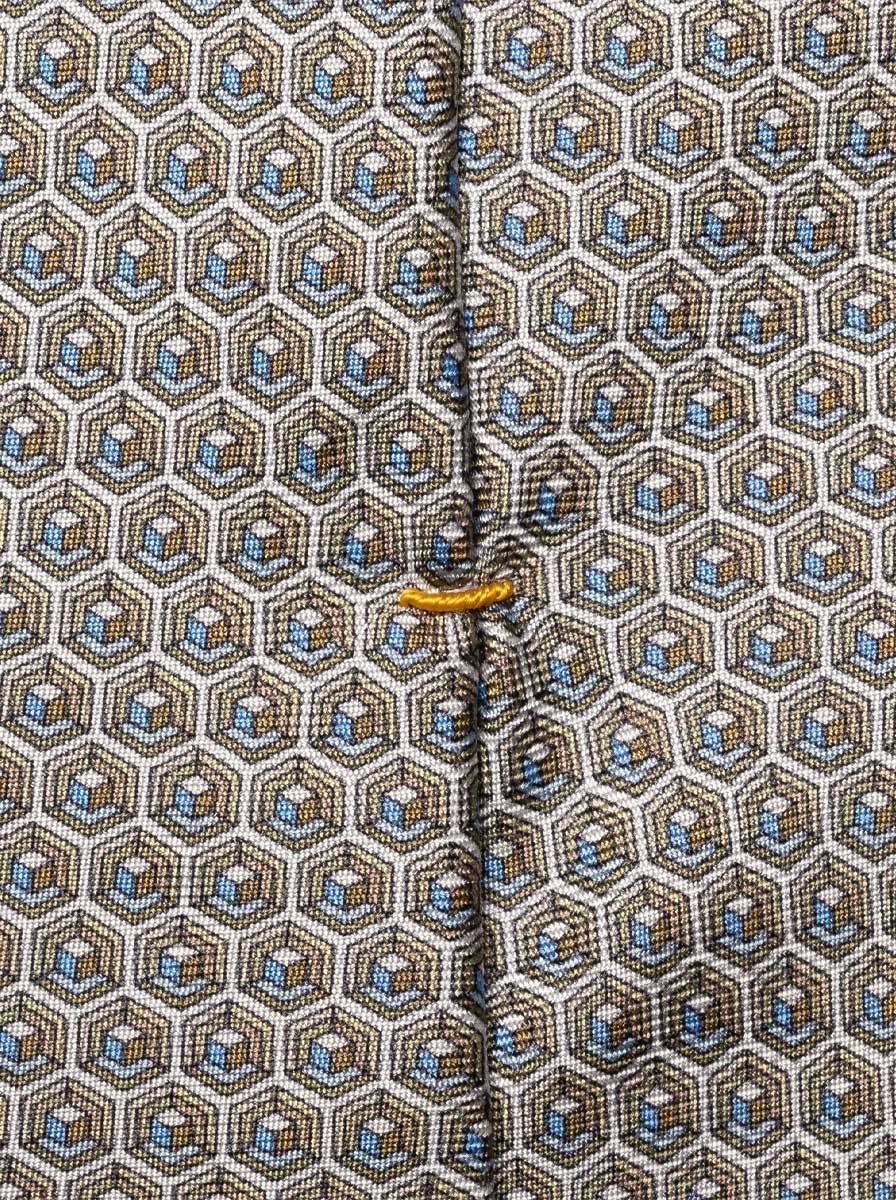 Eton Ties Eton - Geometric Printed Beige Silk Tie