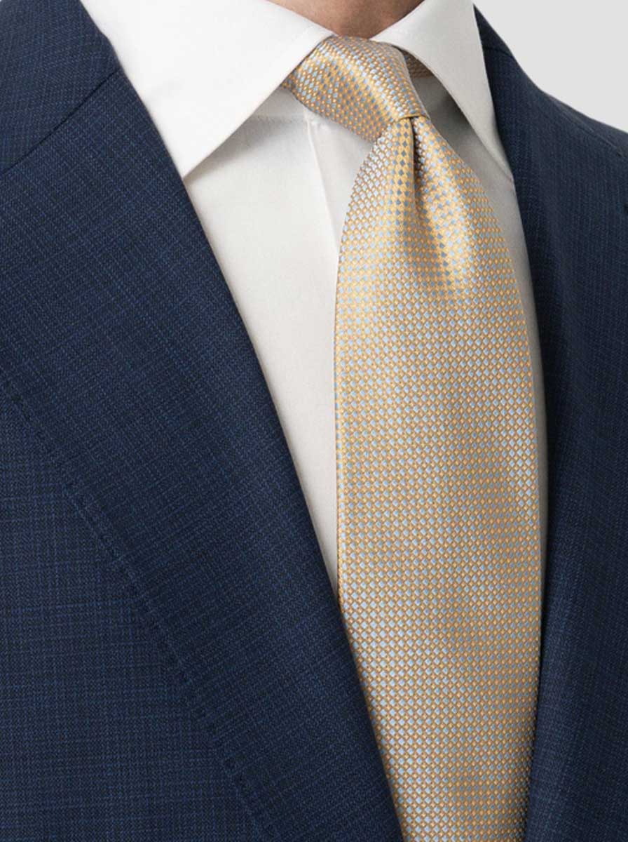 Eton Ties Eton - Geometric Woven Silk Yellow/Sky Tie