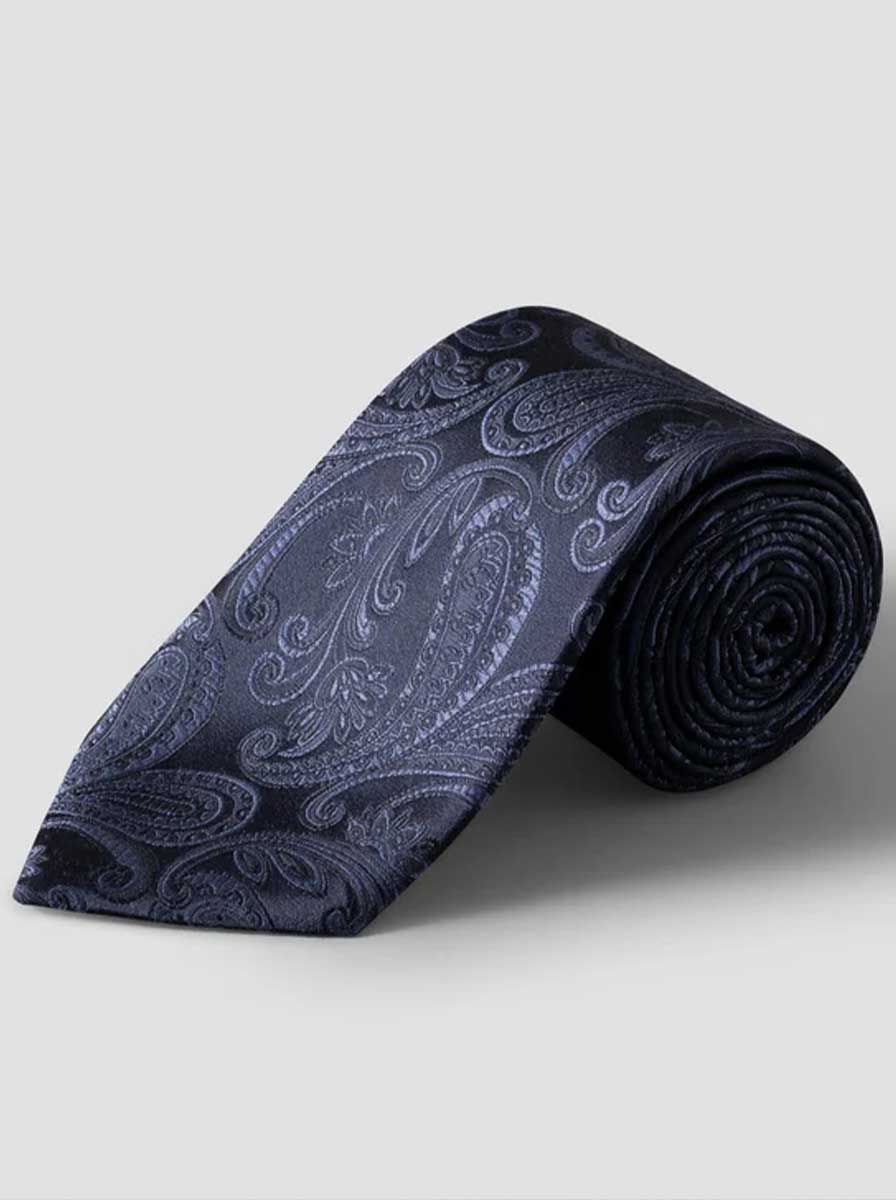 Eton Ties Eton - Paisley Woven Navy Silk Tie
