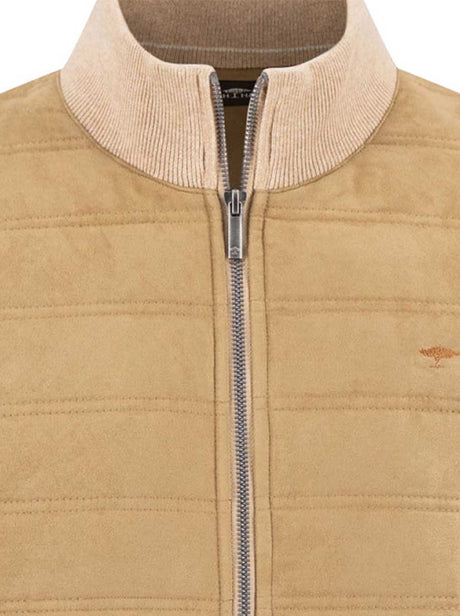Fynch Hatton Gilets Fynch Hatton - Faux Suede Quilted Taupe Hybrid Gilet