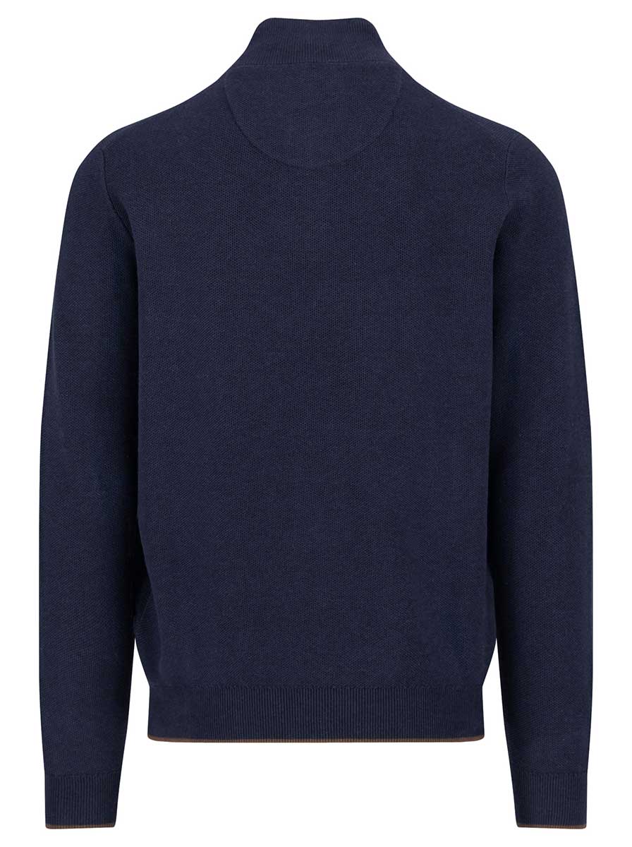 Fynch Hatton Knitwear & Jumpers Fynch Hatton - 1/4 Zip & Button Cotton Navy Jumper