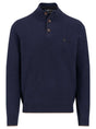Fynch Hatton Knitwear & Jumpers Fynch Hatton - 1/4 Zip & Button Cotton Navy Jumper