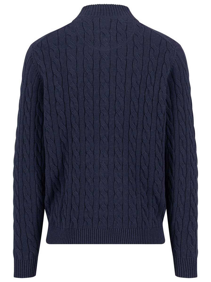 Fynch Hatton Knitwear & Jumpers Fynch Hatton - 1/4 Zip Cotton Cable Knit Navy Jumper
