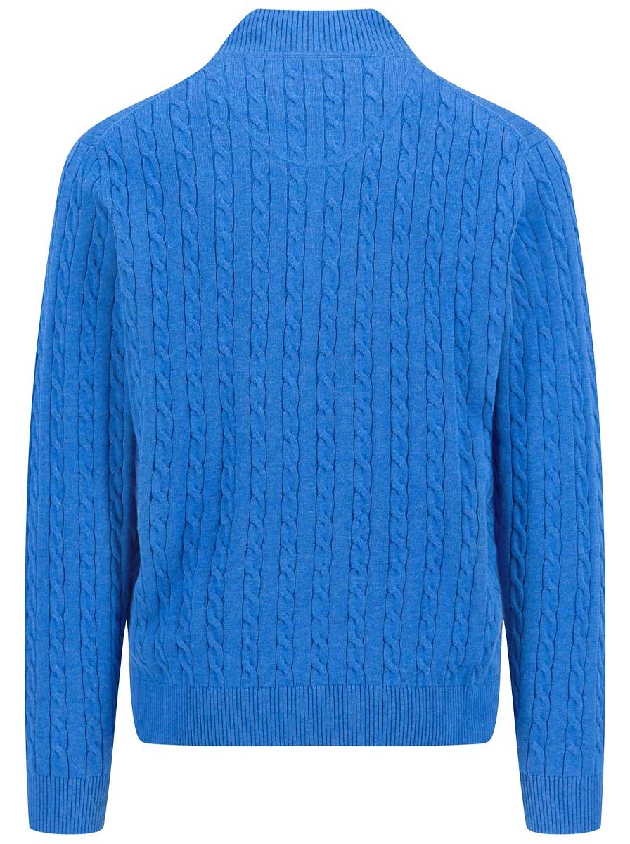 Fynch Hatton Knitwear & Jumpers Fynch Hatton - 1/4 Zip Cotton Cable Knit Strong Blue Jumper