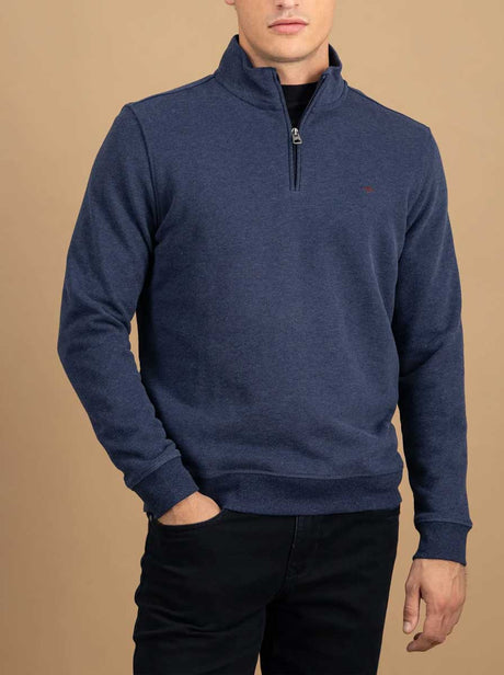 Fynch Hatton Knitwear & Jumpers Fynch Hatton - 1/4 Zip Navy Sweatshirt