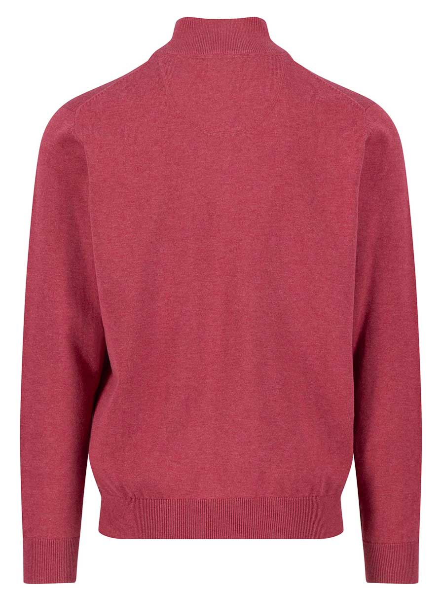 Fynch Hatton Knitwear & Jumpers Fynch Hatton - 1/4 Zip Superfine Cotton Berry Jumper