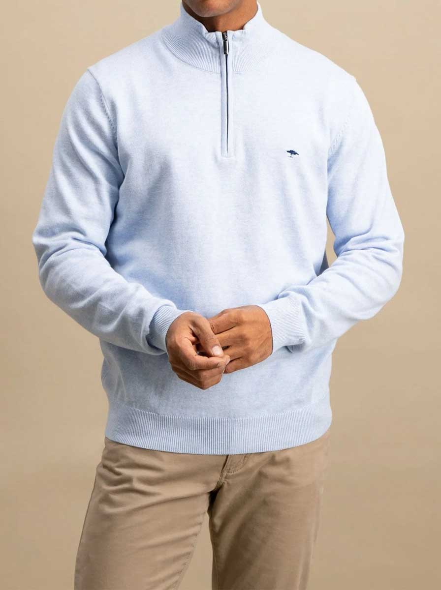 Fynch Hatton Knitwear & Jumpers Fynch Hatton - 1/4 Zip Superfine Cotton New Breeze Jumper