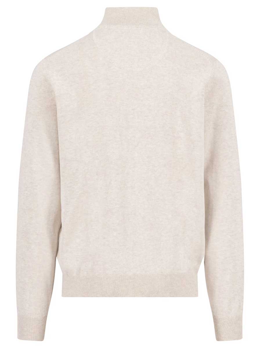 Fynch Hatton Knitwear & Jumpers Fynch Hatton - 1/4 Zip Superfine Cotton Off White Jumper