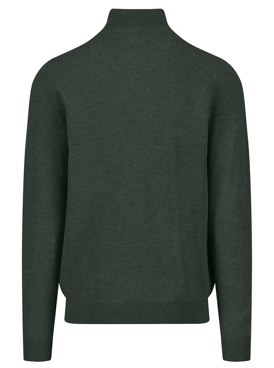 Fynch Hatton Knitwear & Jumpers Fynch Hatton - 1/4 Zip Textured Cotton Dark Ivy Jumper