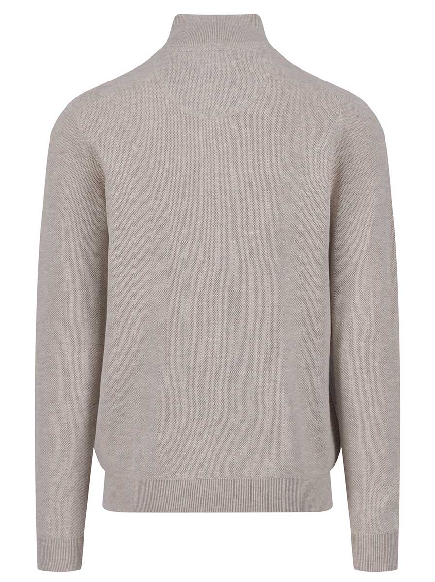 Fynch Hatton Knitwear & Jumpers Fynch Hatton - 1/4 Zip Textured Cotton Winter White Jumper