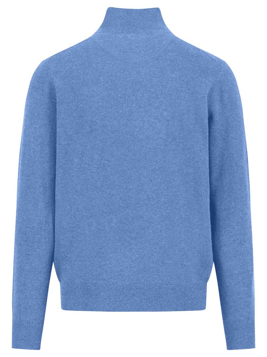 Fynch Hatton Knitwear & Jumpers Fynch Hatton - 1/4 Zip Wool/Cashmere Crystal Blue Jumper