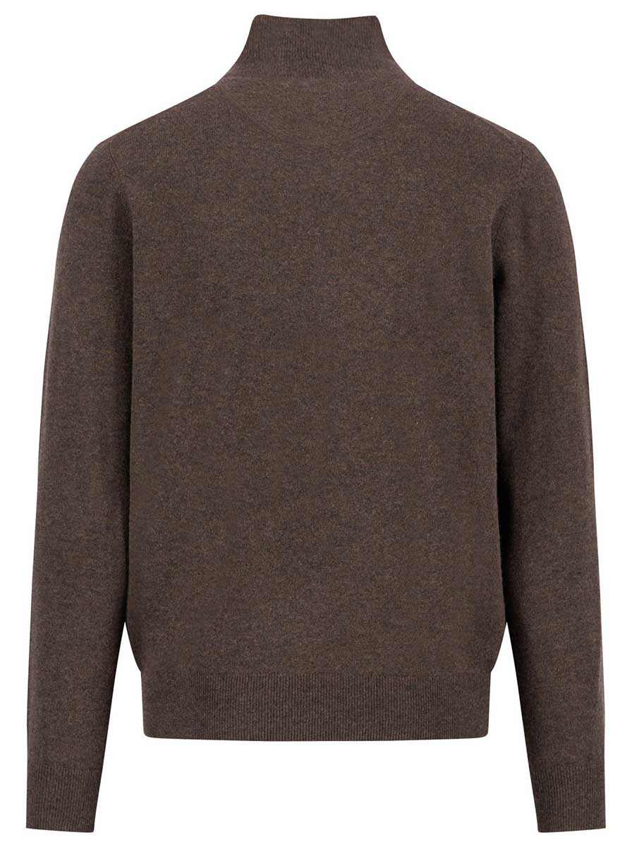 Fynch Hatton Knitwear & Jumpers Fynch Hatton - 1/4 Zip Wool/Cashmere Dark Chocolate Jumper