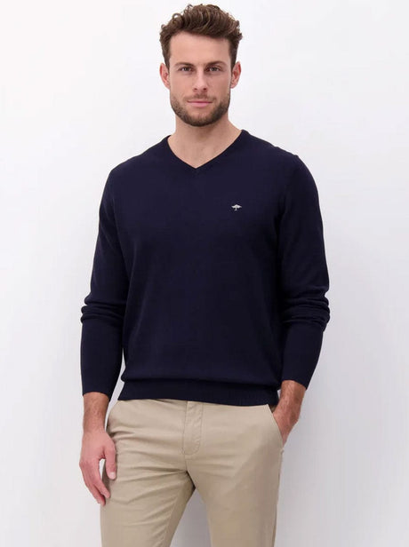 Fynch Hatton Knitwear & Jumpers Fynch Hatton - Cotton V-Neck Jumper