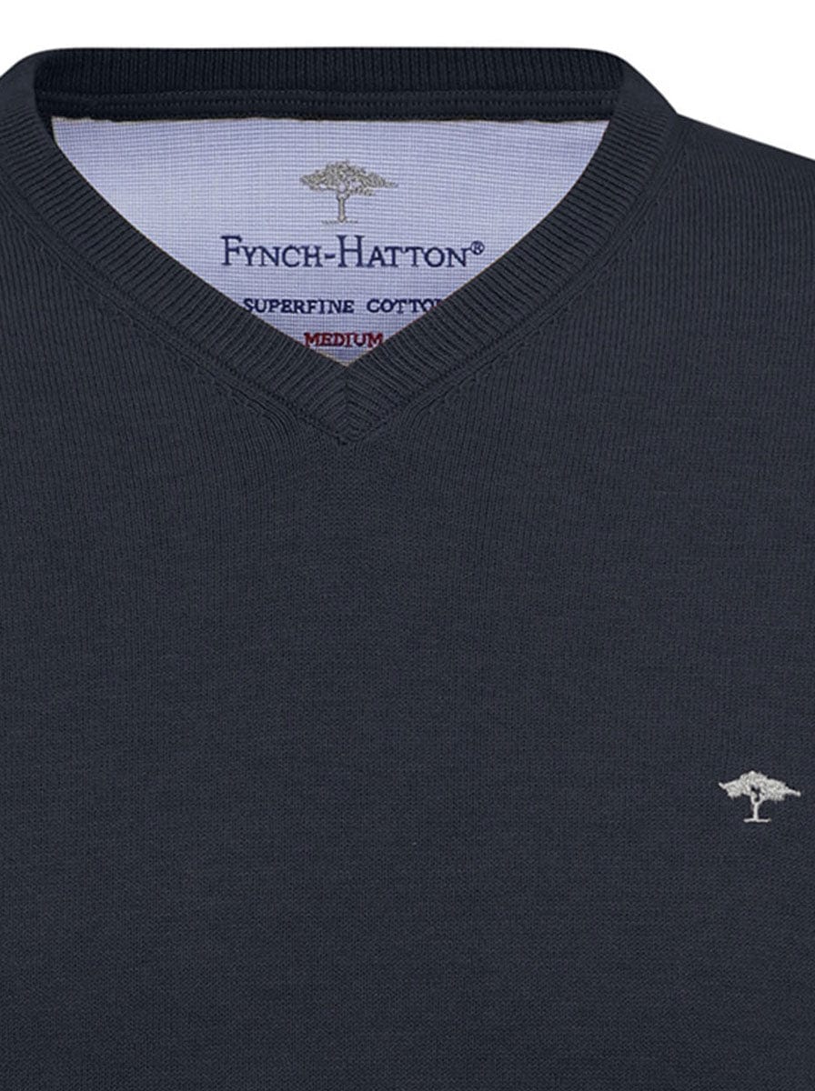Fynch Hatton Knitwear & Jumpers Fynch Hatton - Cotton V-Neck Jumper