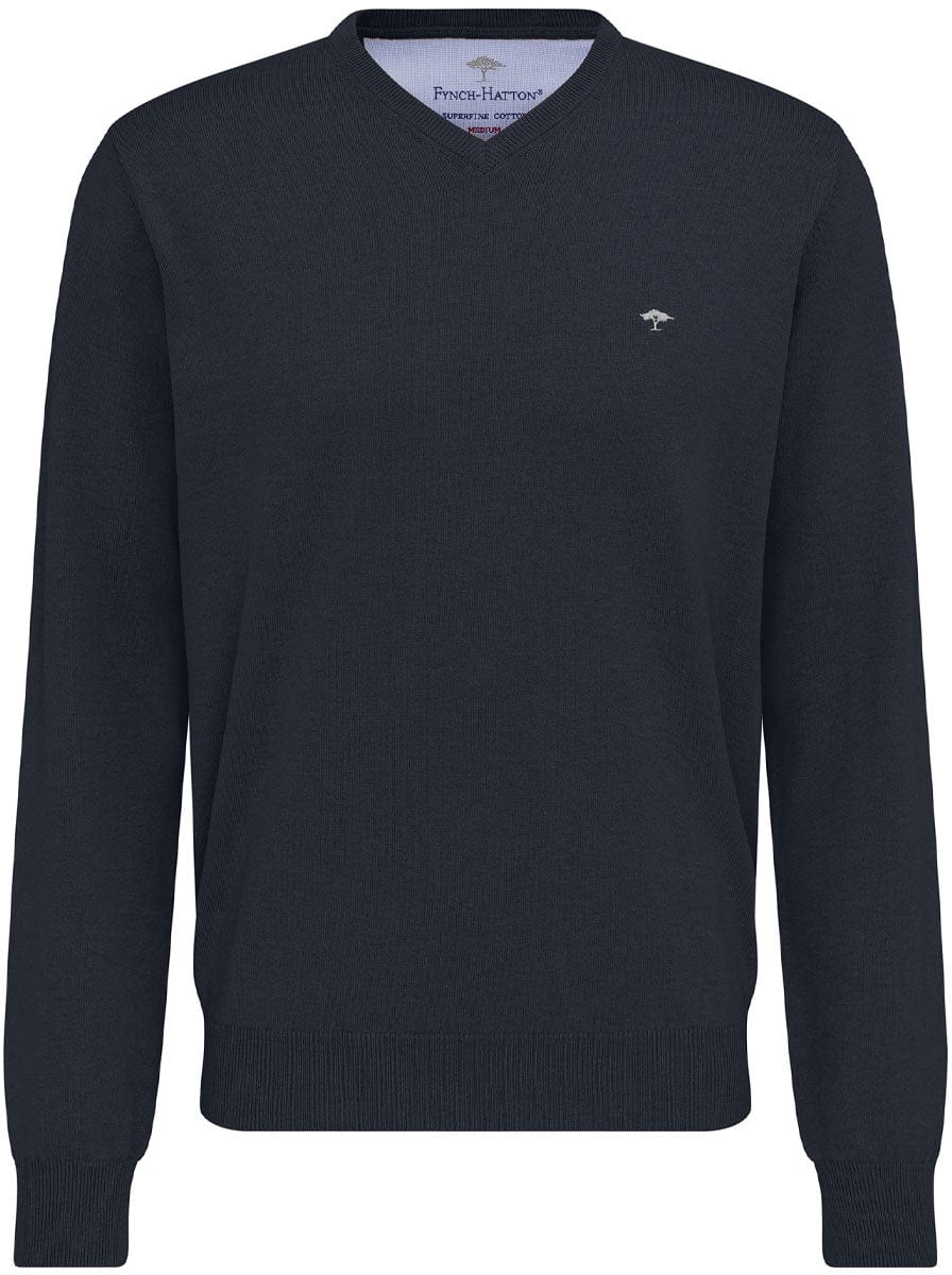 Fynch Hatton Knitwear & Jumpers Fynch Hatton - Cotton V-Neck Jumper