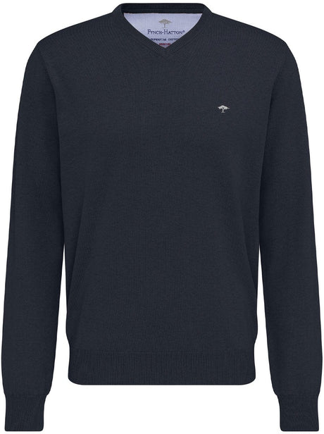 Fynch Hatton Knitwear & Jumpers Fynch Hatton - Cotton V-Neck Jumper