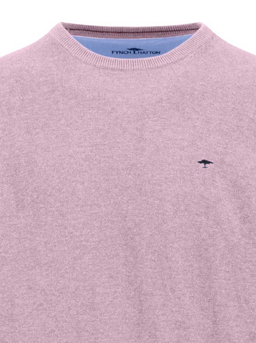 Fynch Hatton Knitwear & Jumpers Fynch Hatton - Crew Neck Superfine Cotton Magnolia Jumper