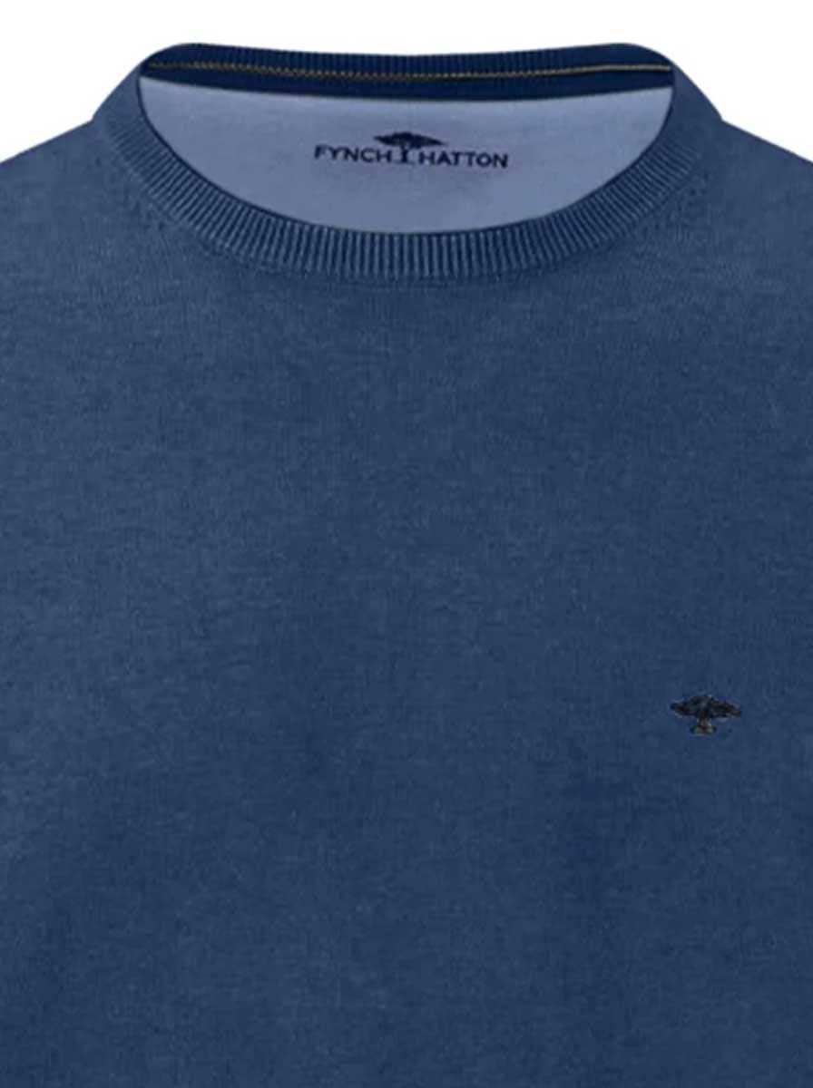 Fynch Hatton Knitwear & Jumpers Fynch Hatton - Crew Neck Superfine Cotton Midnight Jumper