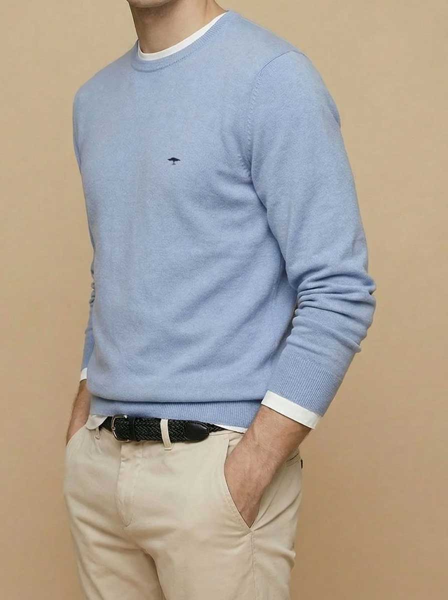 Fynch Hatton Knitwear & Jumpers Fynch Hatton - Crew Neck Superfine Cotton New Breeze Jumper