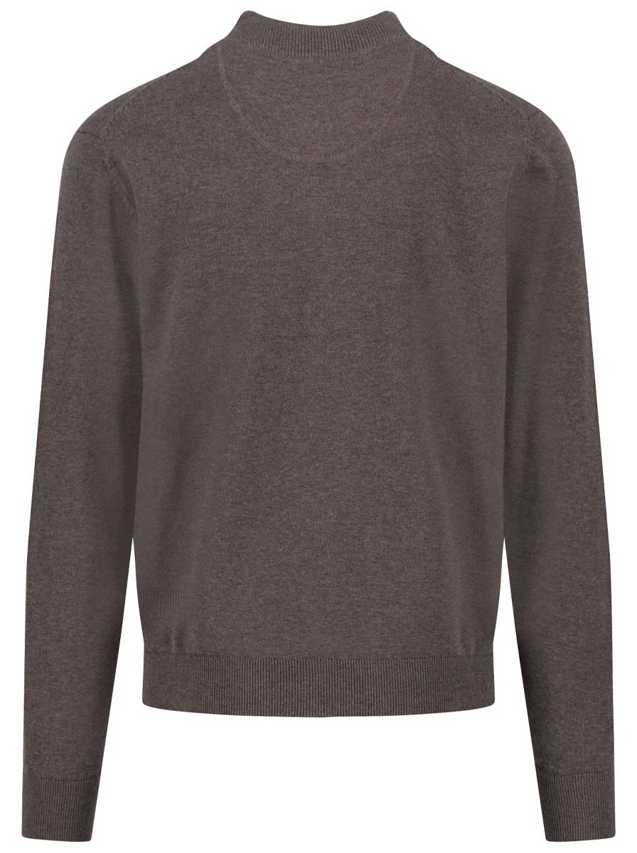 Fynch Hatton Knitwear & Jumpers Fynch Hatton - Full Zip Superfine Cotton Earth Jumper
