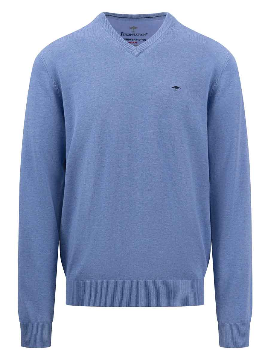 Fynch Hatton Knitwear & Jumpers Fynch Hatton - Seasonal Cotton V-Neck Jumper