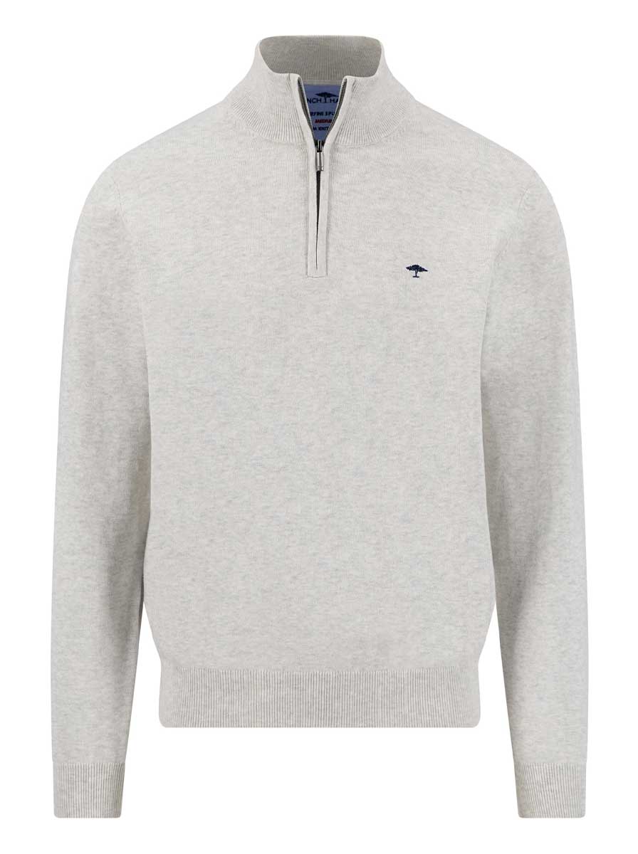 Fynch Hatton Knitwear & Jumpers Fynch Hatton - Snow White 1/4 Zip Superfine Cotton Jumper