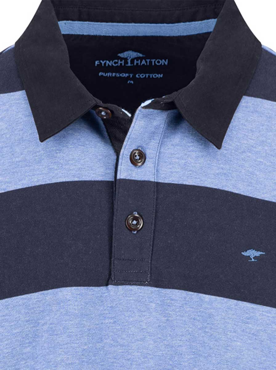 Fynch Hatton Knitwear & Jumpers Fynch Hatton - Striped Crystal Blue Rugby Shirt