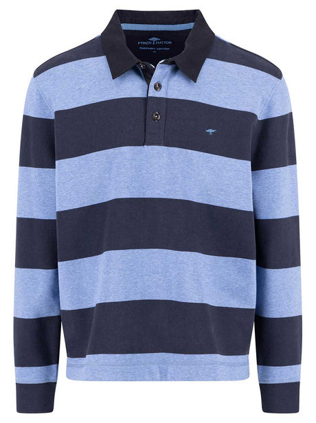 Fynch Hatton Knitwear & Jumpers Fynch Hatton - Striped Crystal Blue Rugby Shirt