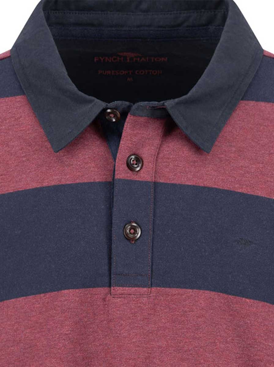 Fynch Hatton Knitwear & Jumpers Fynch Hatton - Striped Deep Merlot Rugby Shirt