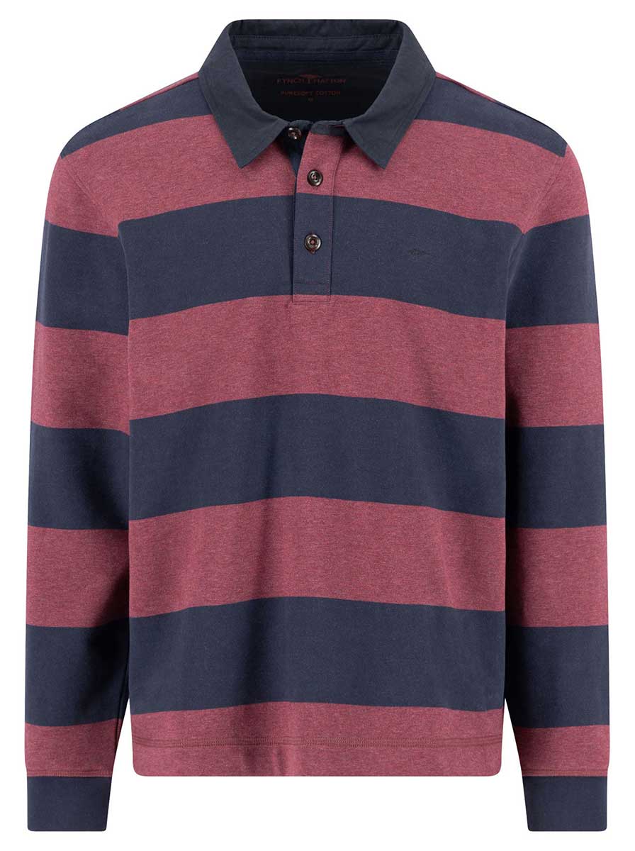 Fynch Hatton Knitwear & Jumpers Fynch Hatton - Striped Deep Merlot Rugby Shirt