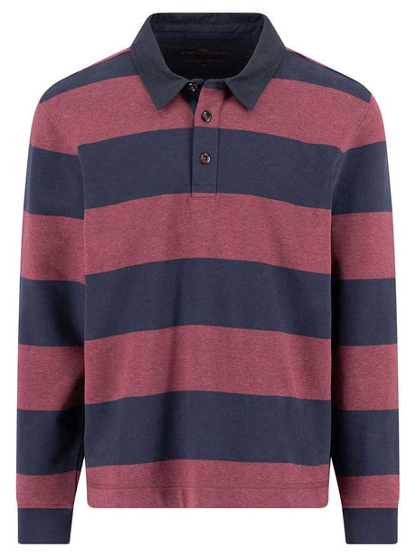 Fynch Hatton Knitwear & Jumpers Fynch Hatton - Striped Deep Merlot Rugby Shirt