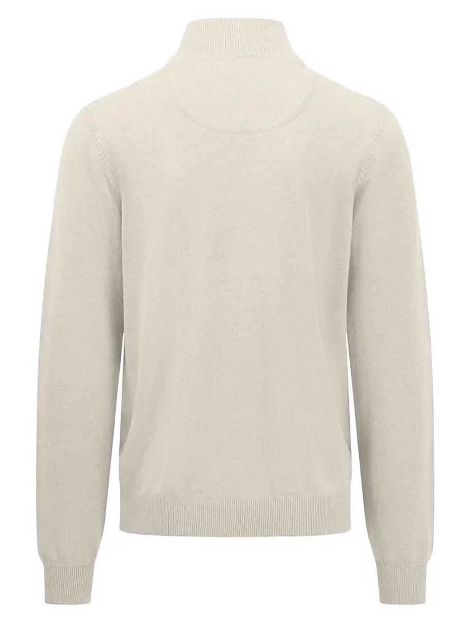 Fynch Hatton Knitwear & Jumpers Fynch Hatton - Superfine Cotton Quarter Zip Off White Jumper