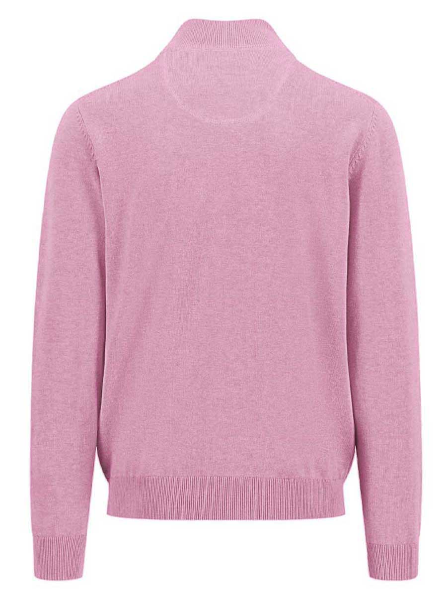 Fynch Hatton Knitwear & Jumpers Fynch Hatton - Superfine Cotton Quarter Zip Pink Jumper