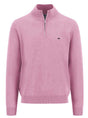 Fynch Hatton Knitwear & Jumpers Fynch Hatton - Superfine Cotton Quarter Zip Pink Jumper