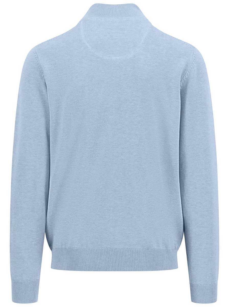 Fynch Hatton Knitwear & Jumpers Fynch Hatton - Superfine Cotton Quarter Zip Sky Jumper