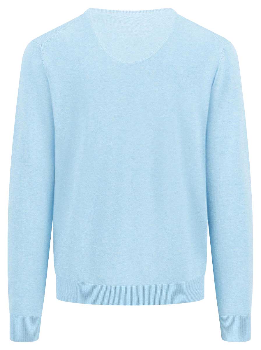 Fynch Hatton Knitwear & Jumpers Fynch Hatton - Superfine Cotton V-Neck Ocean Jumper