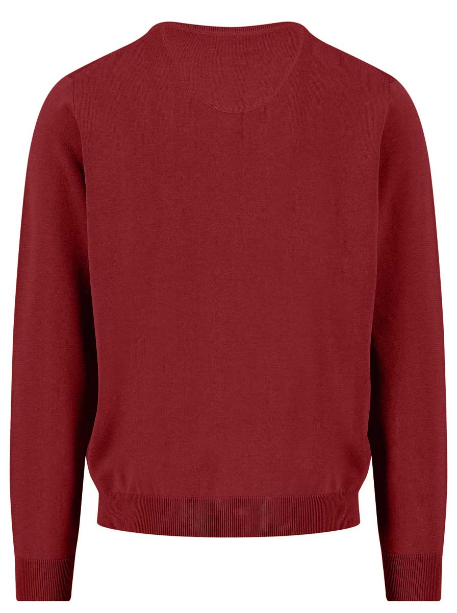 Fynch Hatton Knitwear & Jumpers Fynch Hatton - V-Neck Superfine Cotton Garnet Red Jumper