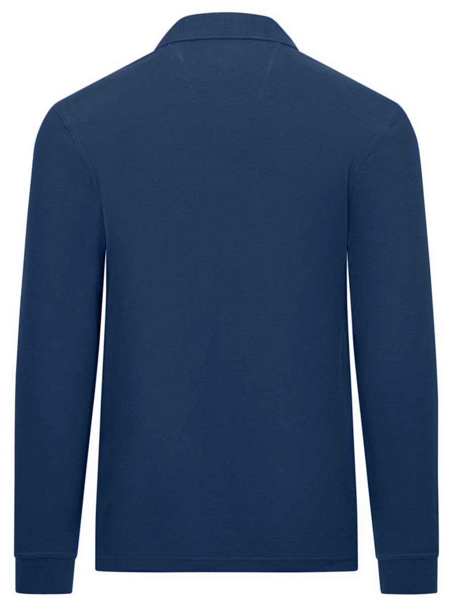 Fynch Hatton Polo & T-Shirts Fynch Hatton - Premium Cotton Blue Long Sleeve Polo