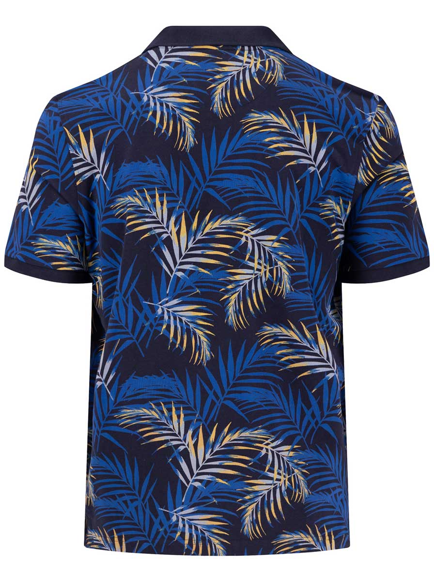 Fynch Hatton Polo & T-Shirts Fynch Hatton - Premium Cotton Fern Print Navy Polo Shirt
