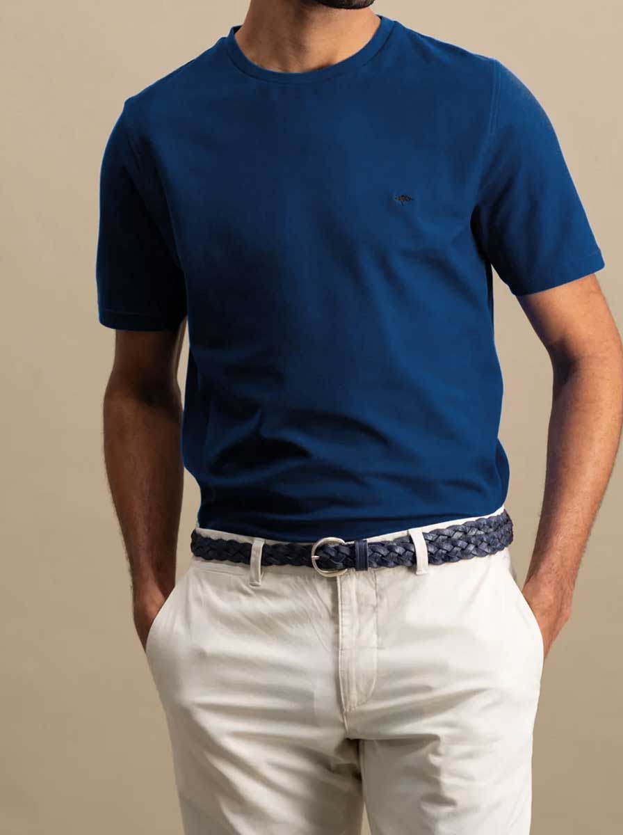 Fynch Hatton Polo & T-Shirts Fynch Hatton - Premium Cotton Harbor Blue T-Shirt