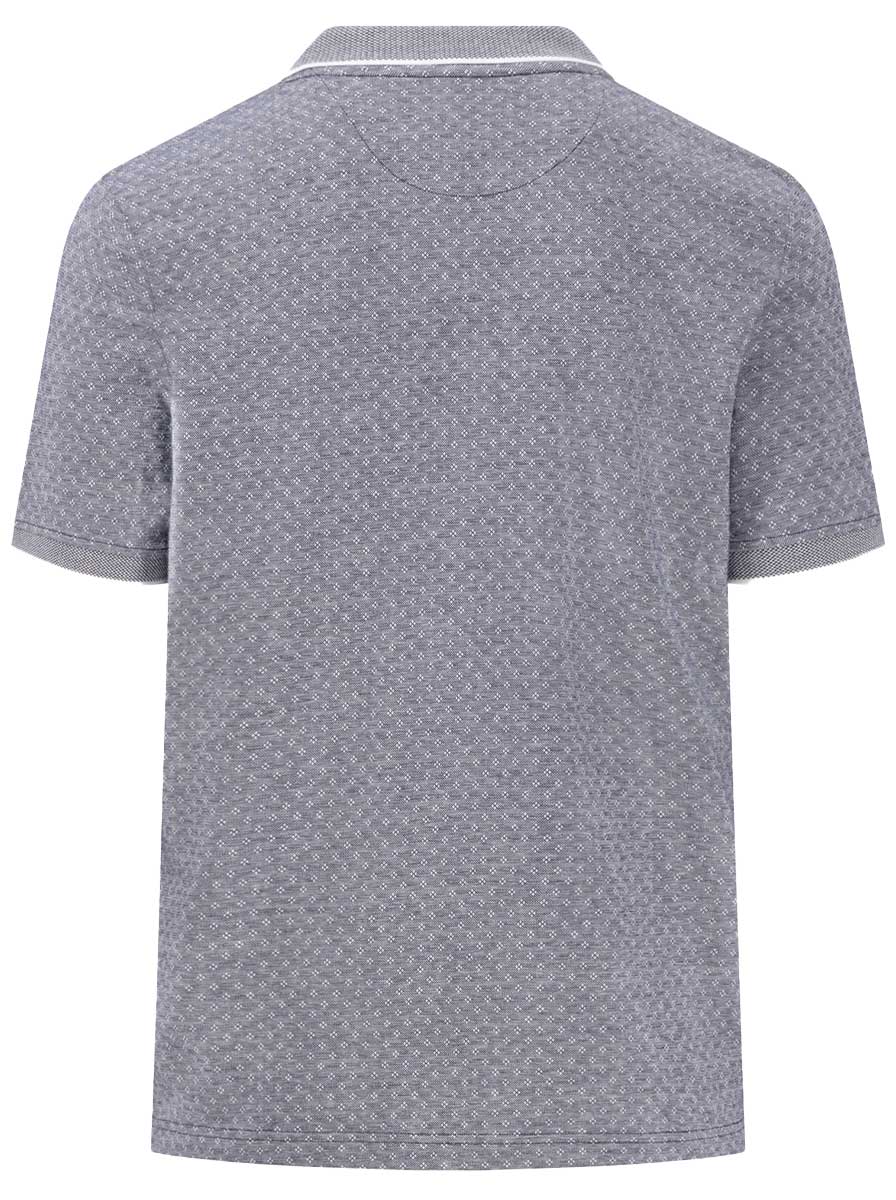 Fynch Hatton Polo & T-Shirts Fynch Hatton - Premium Cotton Jacquard Print Navy Polo Shirt