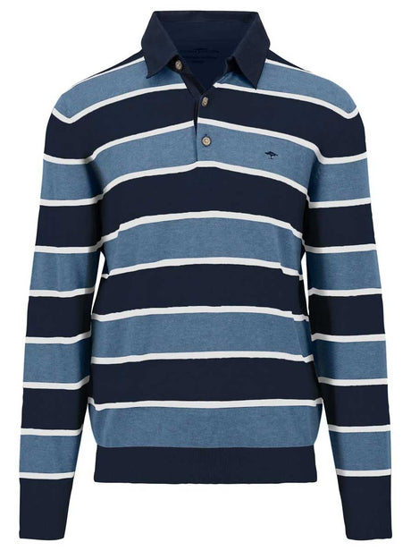 Fynch Hatton Polo & T-Shirts Fynch Hatton - Premium Cotton Striped Blue Rugby Shirt