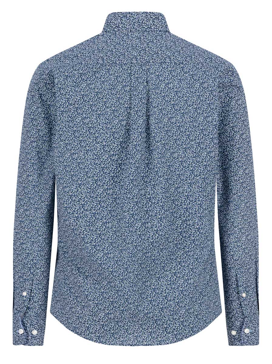 Fynch Hatton Shirts Fynch Hatton - Bubble Print Cotton Long Sleeve Misty Blue Shirt