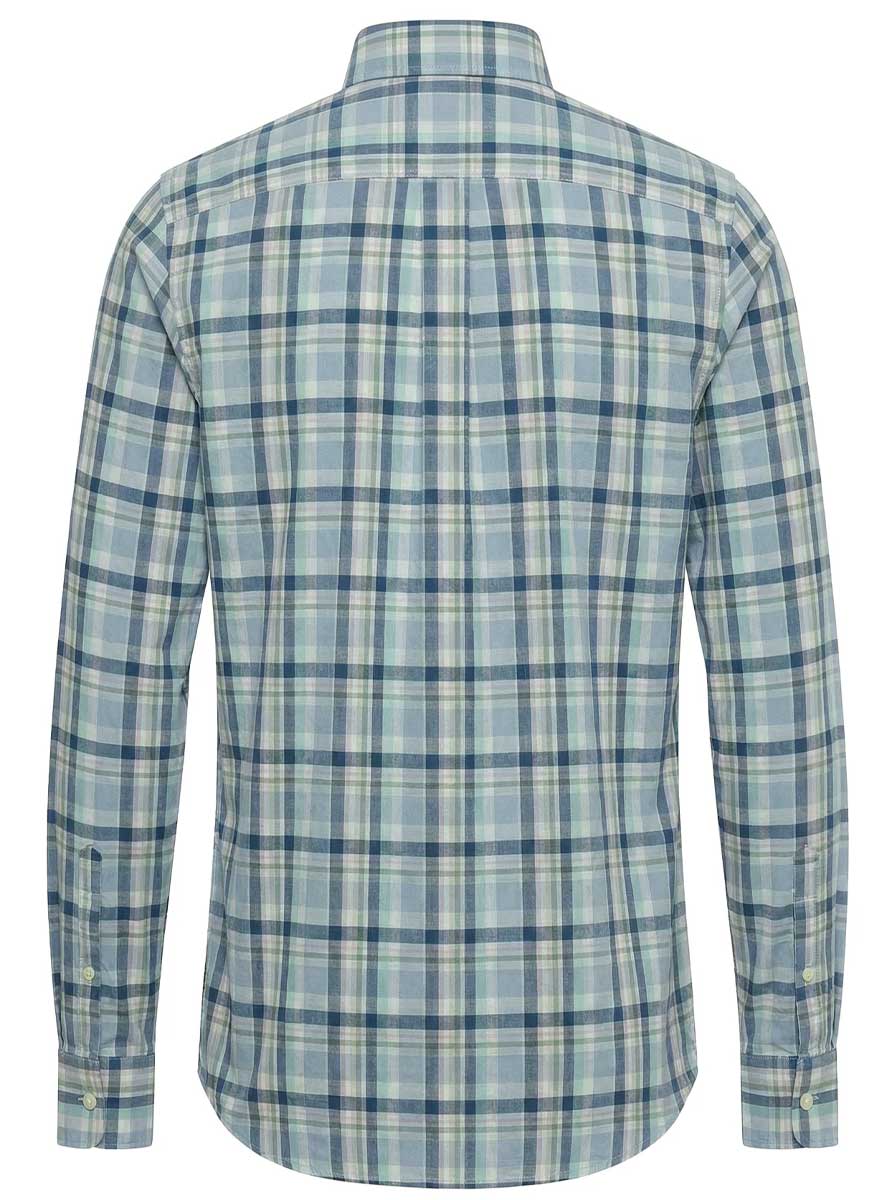 Fynch Hatton Shirts Fynch Hatton - Check Cotton Long Sleeve Mint Shirt