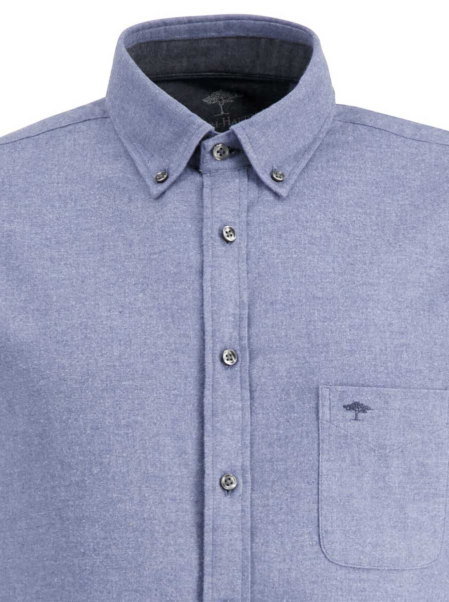Fynch Hatton Shirts Fynch Hatton - Cotton Flannel Long Sleeve Crystal Blue Shirt