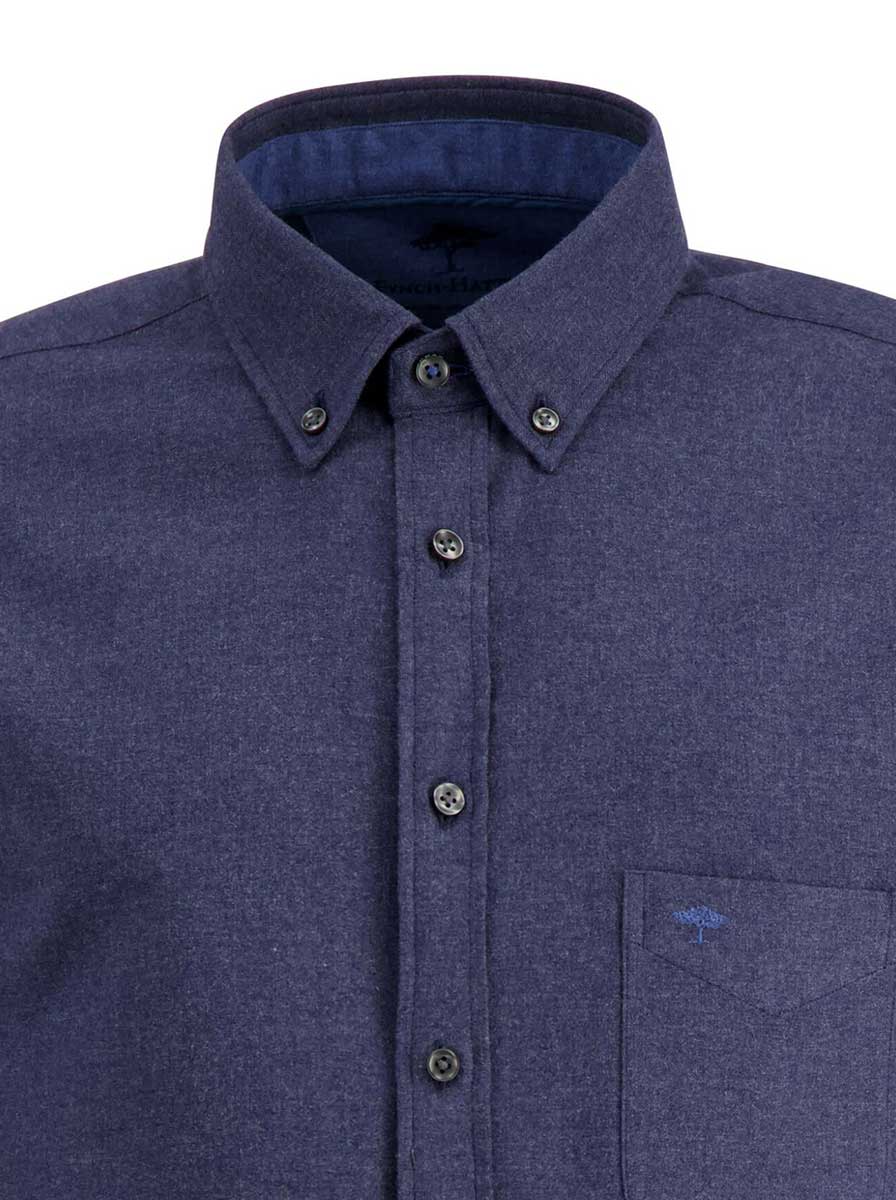 Fynch Hatton Shirts Fynch Hatton - Cotton Flannel Long Sleeve Navy Shirt