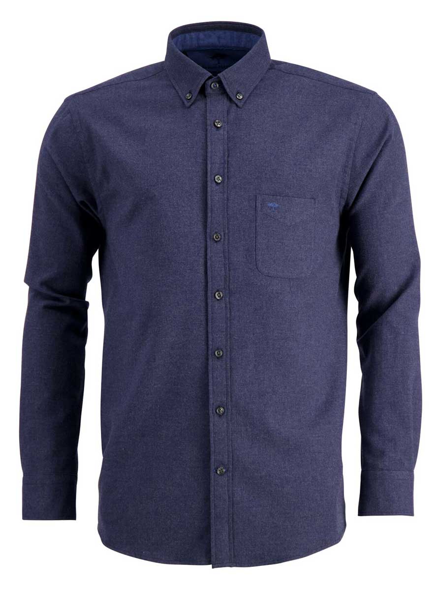 Fynch Hatton Shirts Fynch Hatton - Cotton Flannel Long Sleeve Navy Shirt