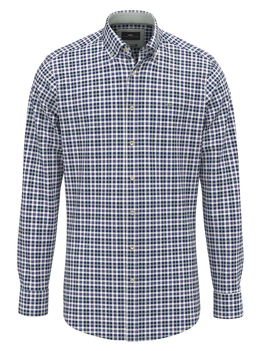 Fynch Hatton Shirts Fynch Hatton - Fine Check Cotton Long Sleeve Fern Shirt
